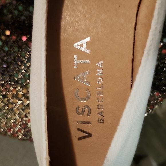 Viscata Barcelona white and tan Espadrille Wedges Size 39(9) EUC - Picture 10 of 11